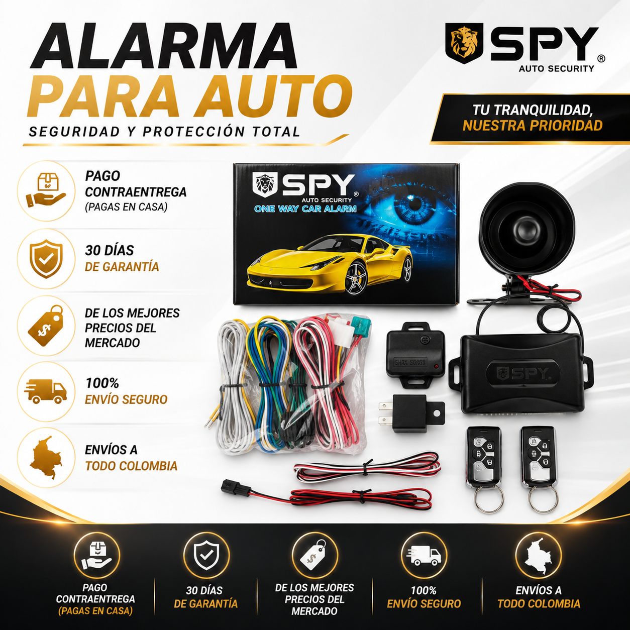 Alarma Spy Carro Con 2 Controles