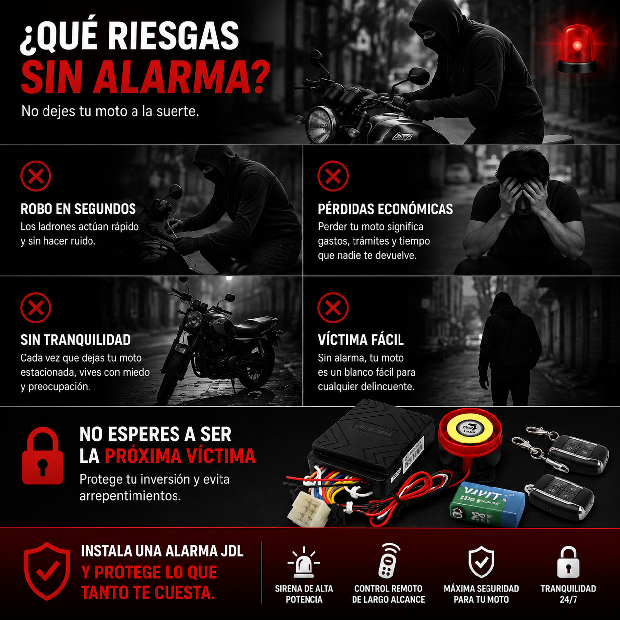 Alarma Para Moto JDL Encendido Y Apagado
