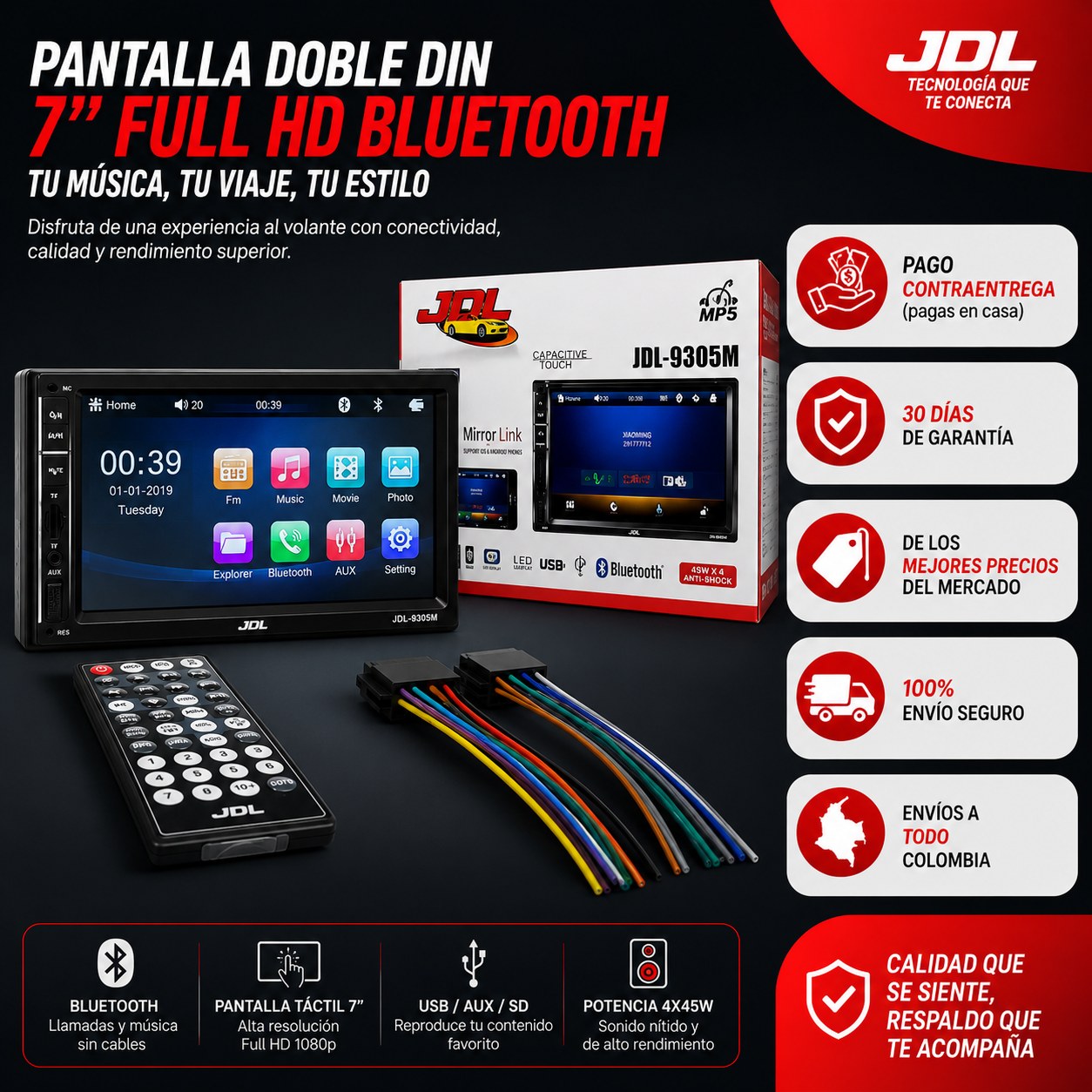 Radio JDL para carro Táctil